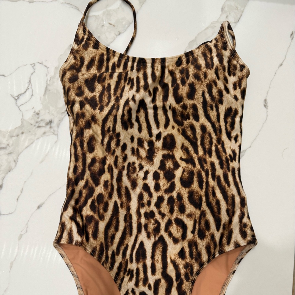 Monday Swimwear Brown and Tan Bodysuit Leopard Print